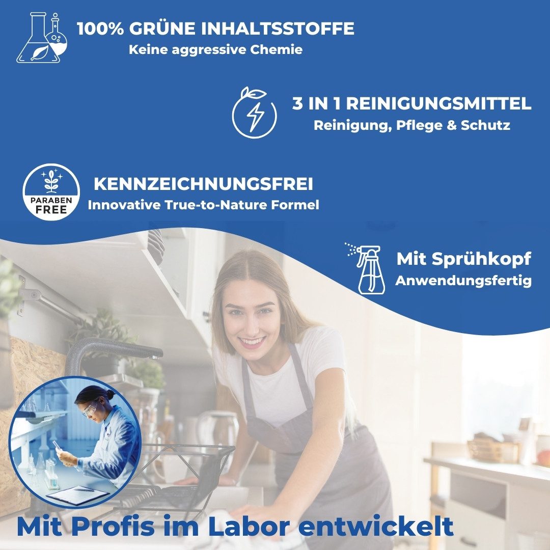 PandaCleaner Hochglanz-Fronten Reiniger - Küchenfronten/Hochglanzmöbel Konzentrat Küchenreiniger (1-St. 1l)