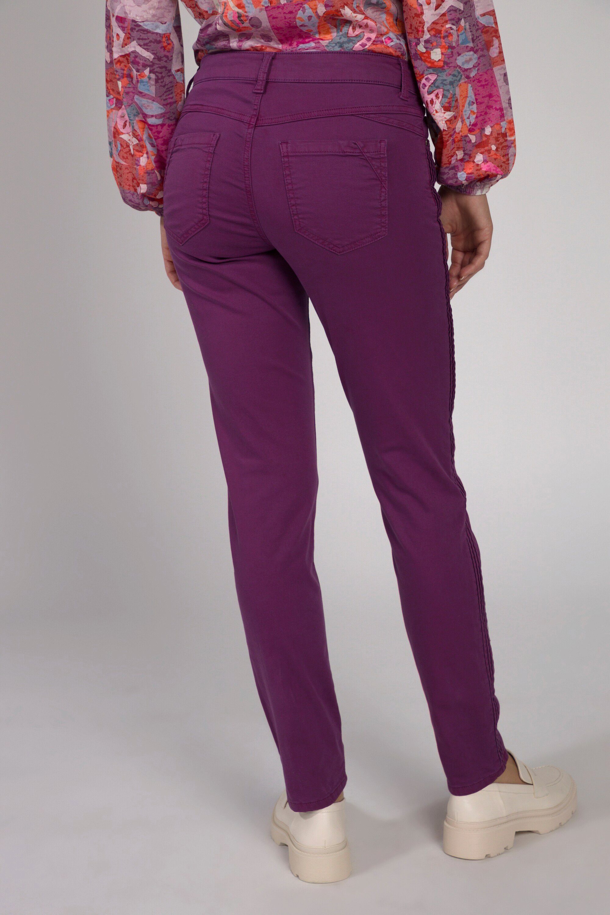 5-Pocket-Form pflaume Stretch-Hose Hose gerade Faltendetail Tina Laura Gina