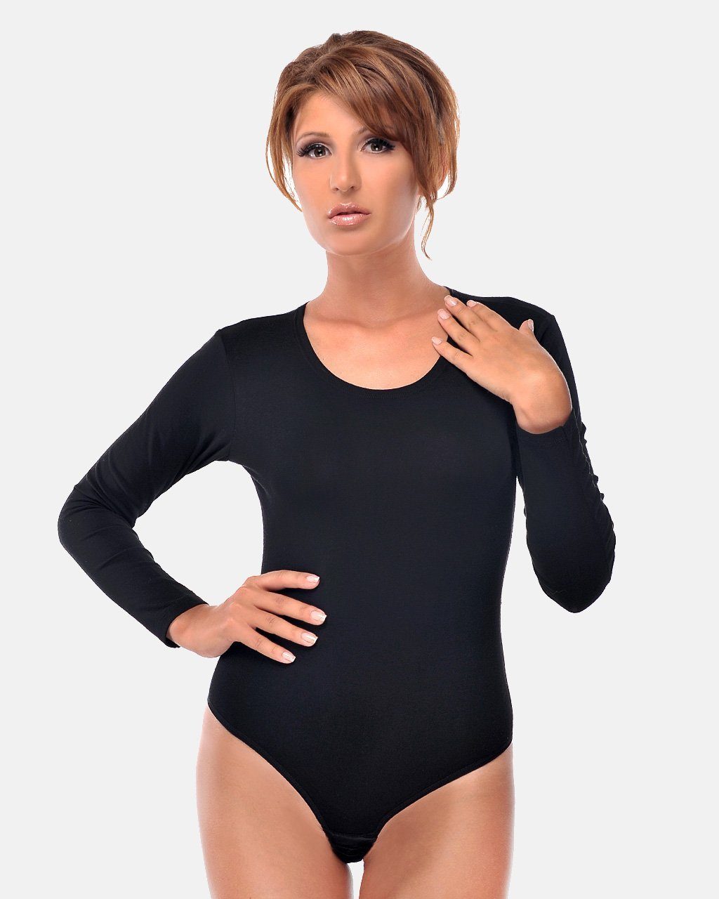 Evoni Stringbody Damen Langarmbody Rundhals