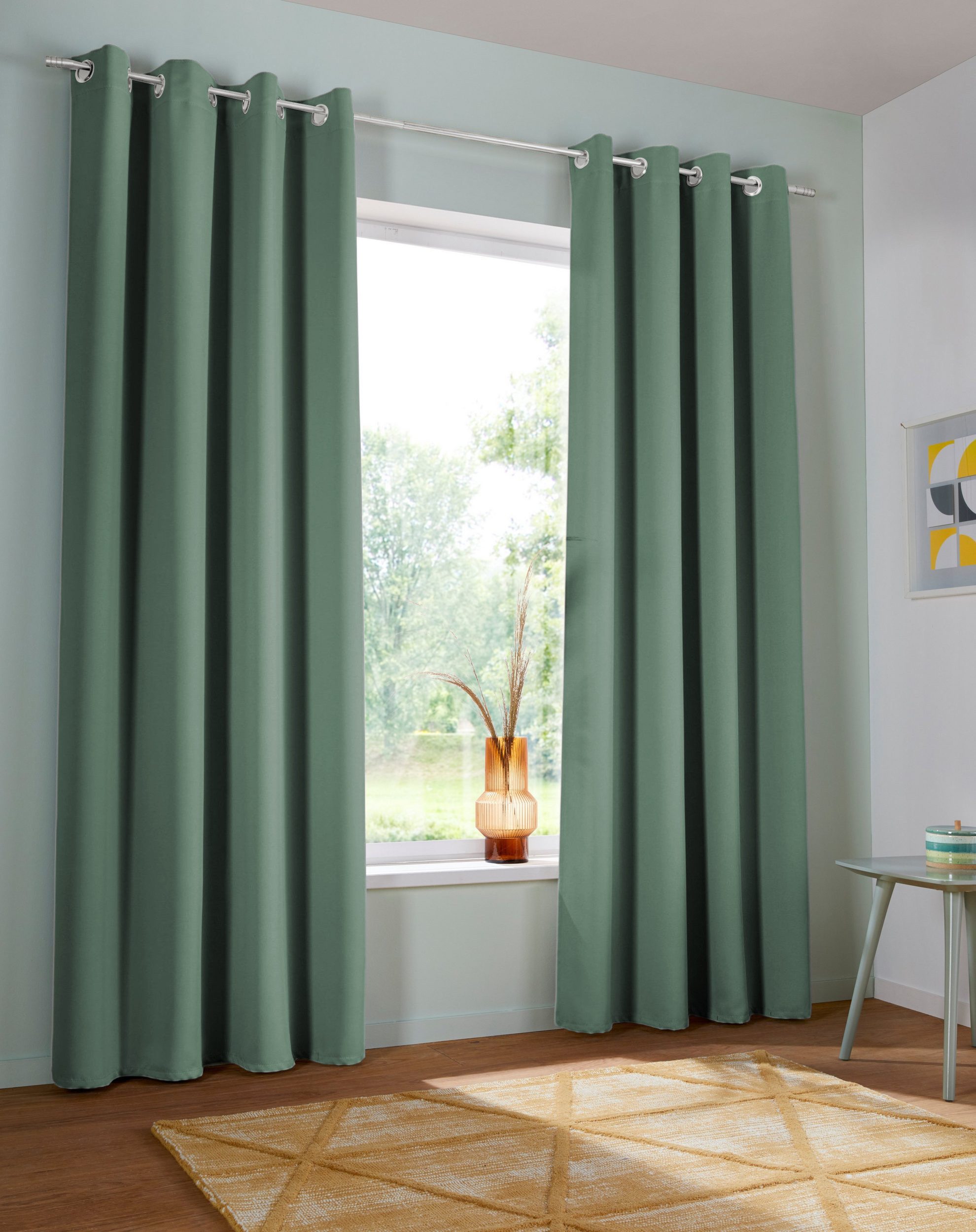 OTTO home Verdunkelungsvorhang Solana, Ösen, verdunkelnd, 2er Set, Topseller (2 St), Ösen, verdunkelnd, 2-er Set, Breite 140 cm, einfarbig – Bild 2 von 5