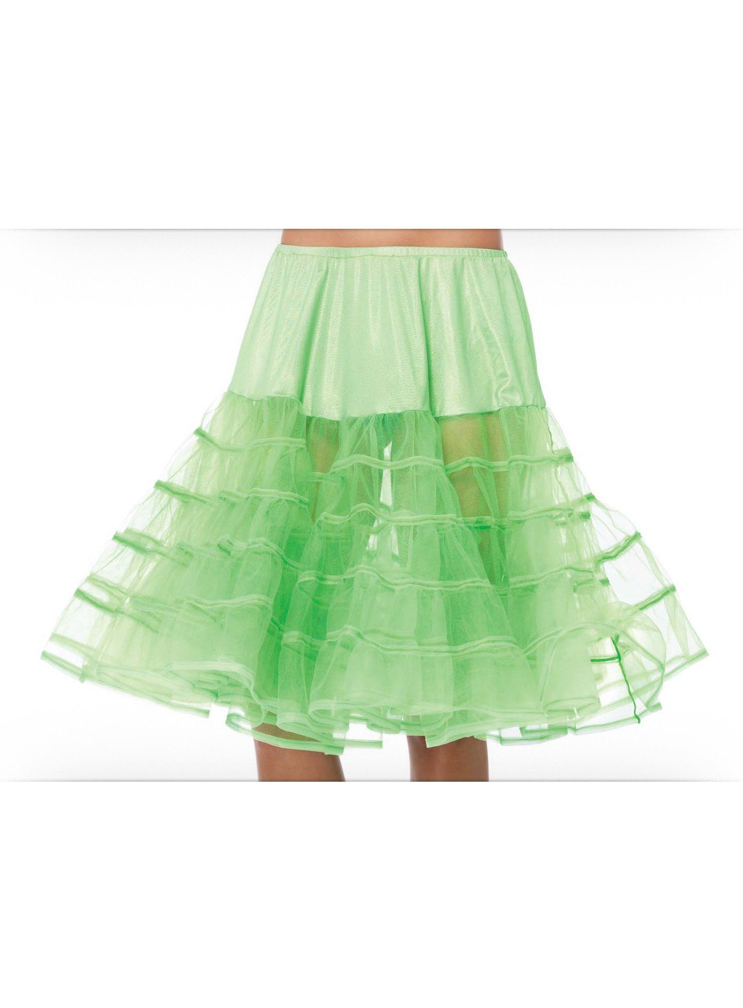 Leg Avenue Kostüm Petticoat knielang grün, Voluminöser Unterrock in schimmernder Stoffqualität
