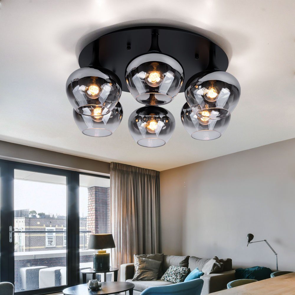 GLOBO LIGHTING Kugelleuchte, Leuchtmittel nicht inklusive, Deckenlampe Rauchglas Deckenleuchte Esszimmerleuchte rund Glaskugel