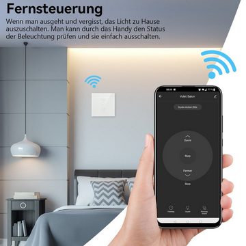 OULENBIYAR Lichtschalter WIFI Smart WiFi Switch Zeitschaltuhr Schalter Home Wandschalter Timer, Kompatibel mit Alexa, Google Home, 600W, Glas Panel(2 Stück)