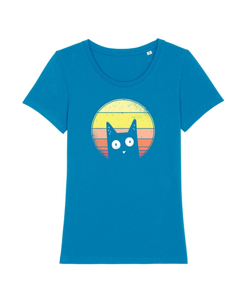 wat? Apparel Print-Shirt Sunset Cat meliert dunkelgrau (1-tlg)
