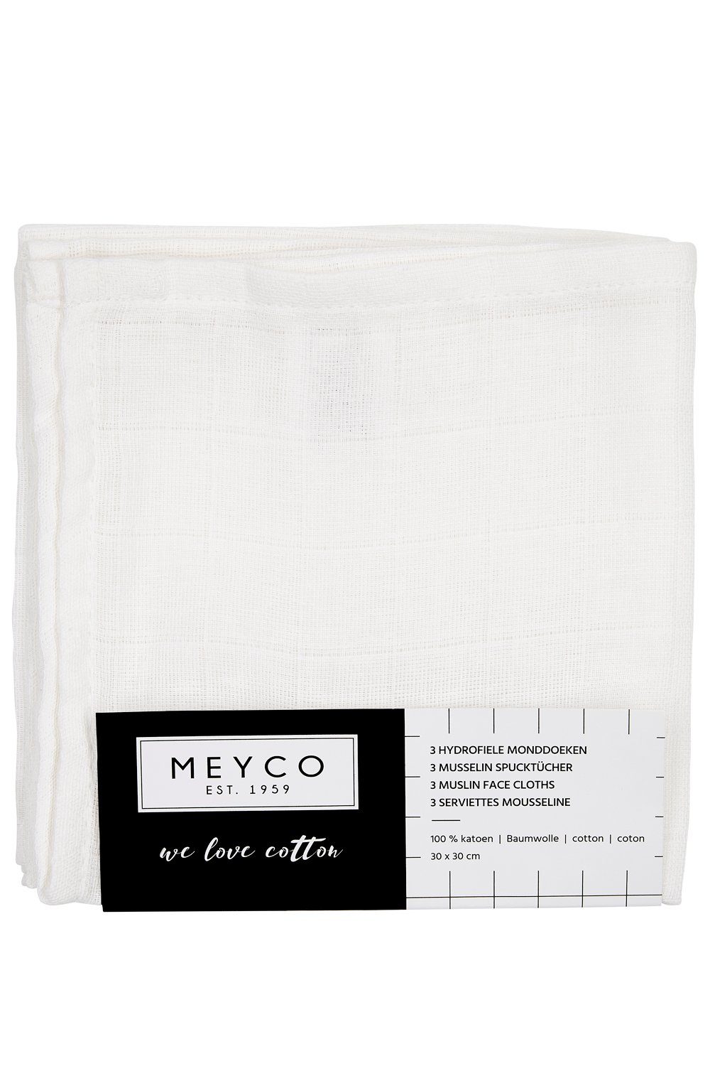 White 30x30cm (3-St), Stoffwindeln Meyco Uni Baby