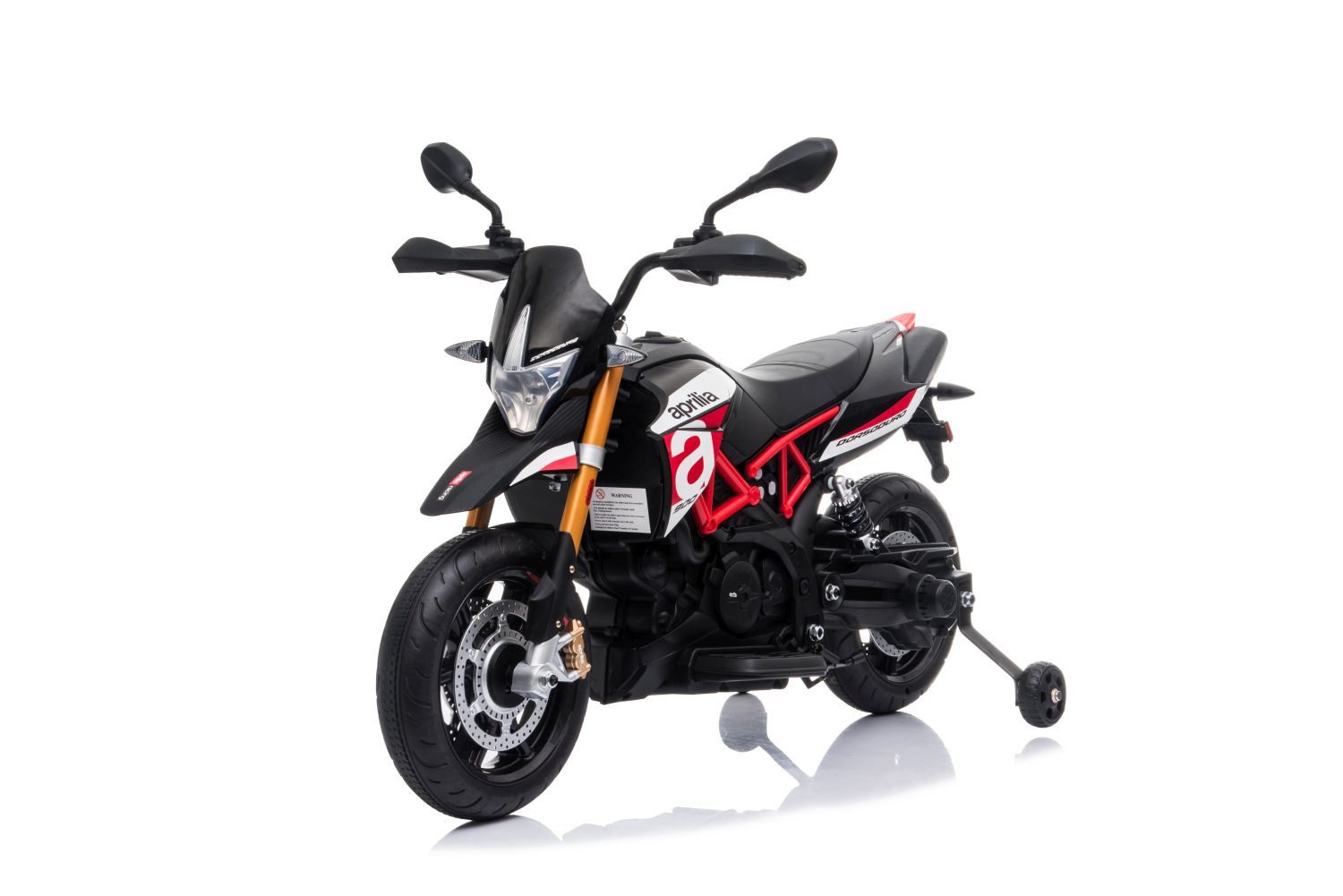 Toys Store Elektro-Kinderauto Aprilia DoRSoduro 900 Elektro Kinder Motorrad Kindermotorrad, Belastbarkeit 35 kg, AUX-/USB-Anschluss, MP3 Hupe und Motorsound am Lenkrad