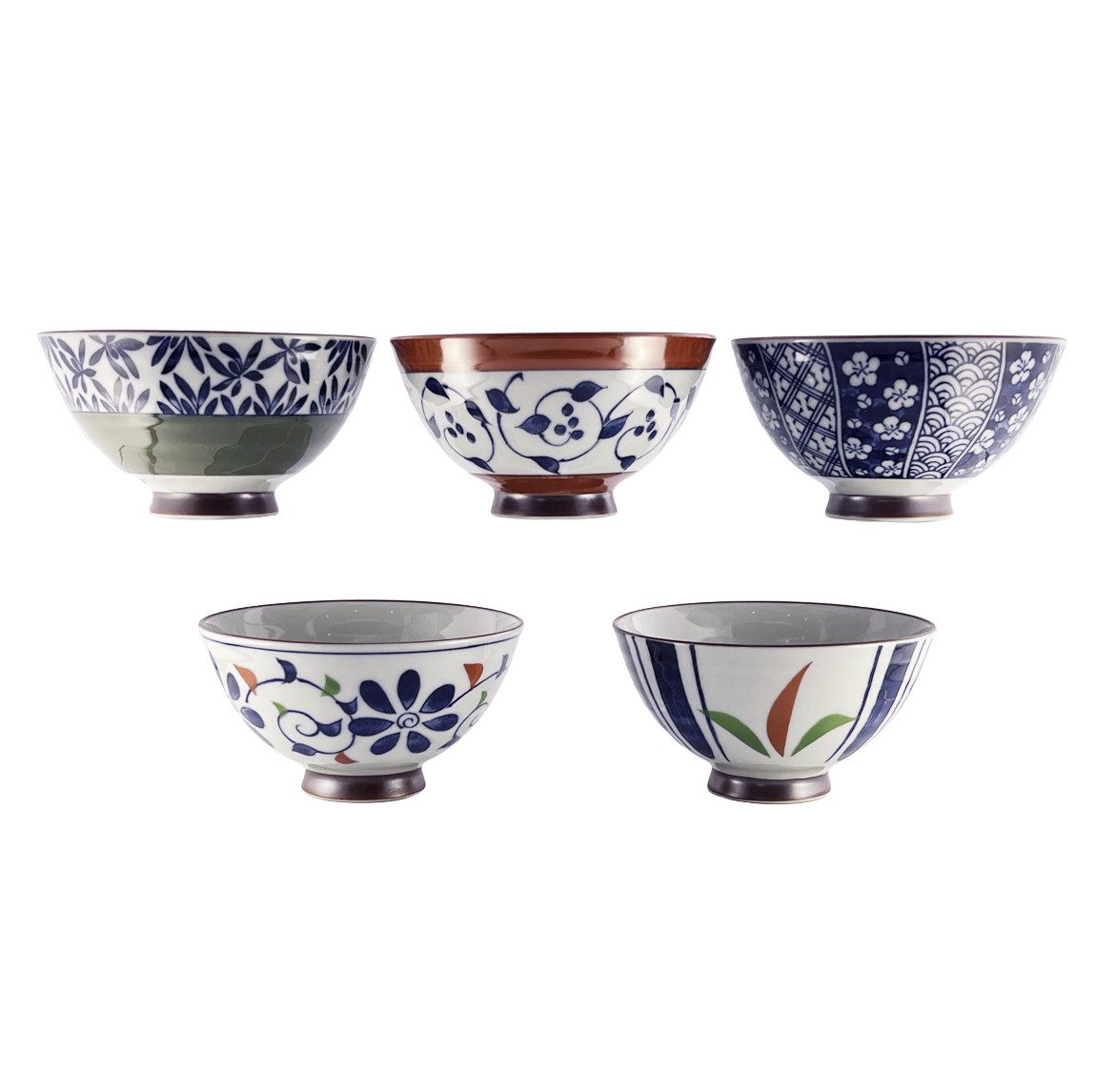 Ureshii Schale Reisschalen 5er-Set aus Porzellan Some Nishiki Irodori, (5-tlg)