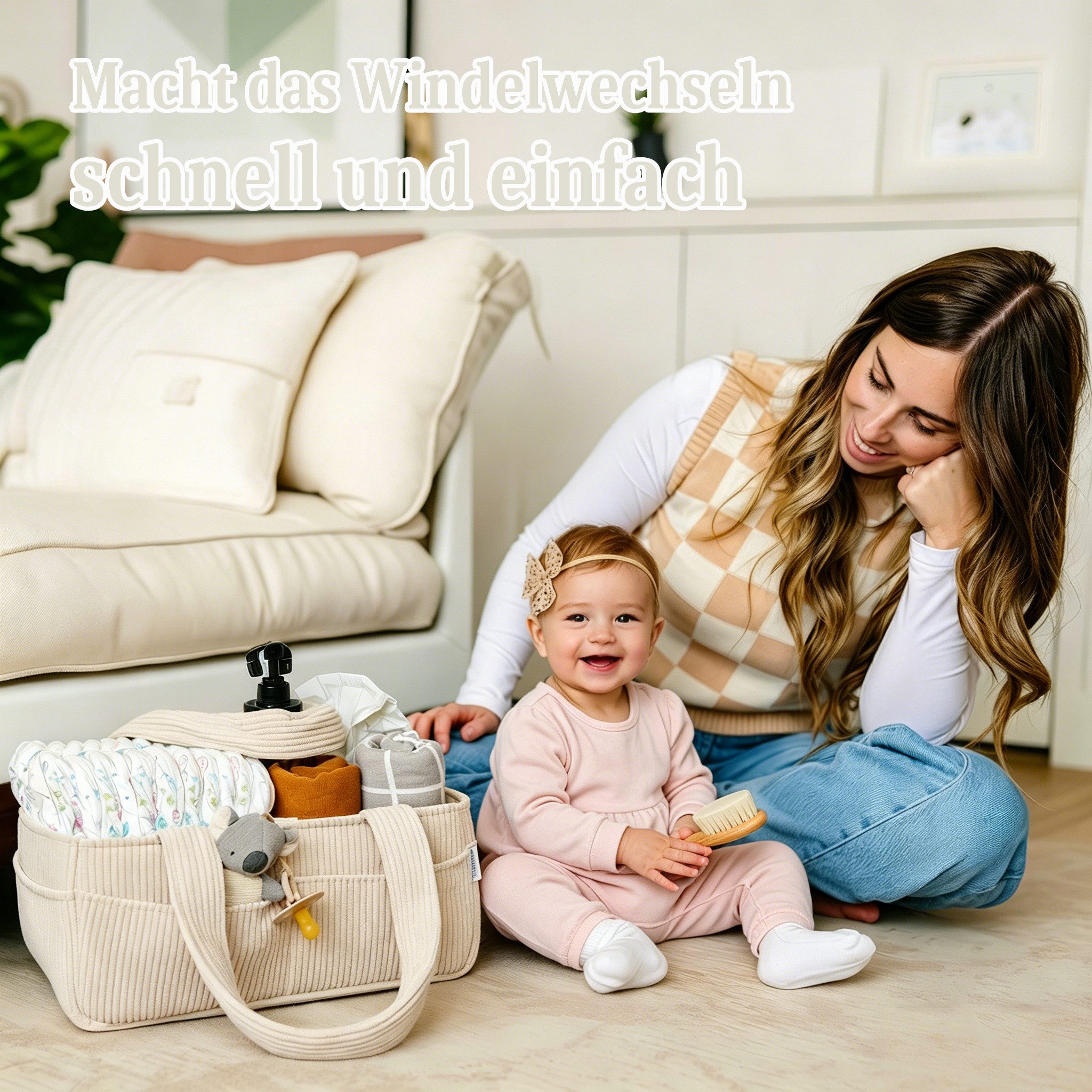 Zaewry Aufbewahrungskorb Windelaufbewahrungskorb, Cordwindeltasche, Weiche Wickeltasche, multifunktionaler Aufbewahrungskorb