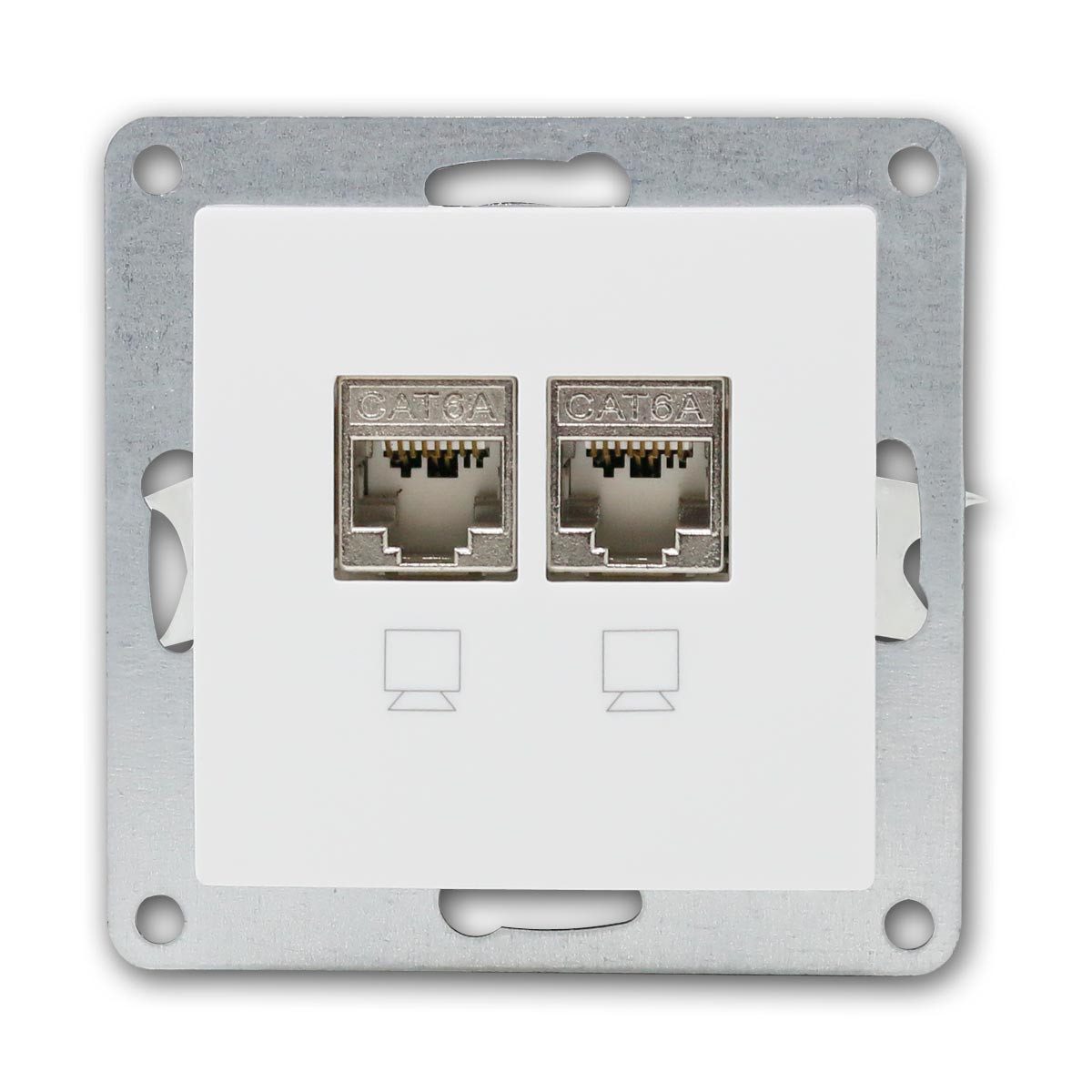 McPower FLAIR 2-fach Netzwerk-Dose CAT6A, weiß, UP Netzwerk-Adapter