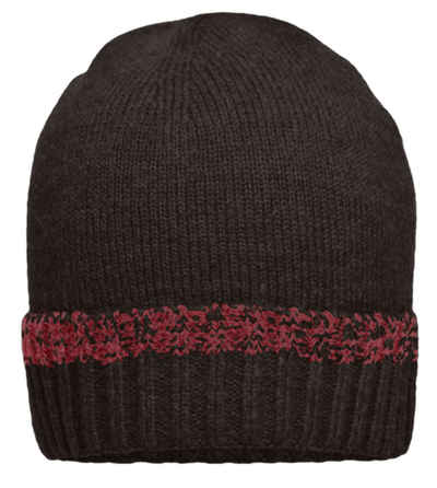 Myrtle Beach Strickmütze Traditional Beanie Melierte Strickmütze mit Krempe MB7116 Effektvolle Akzente durch zweifarbiges Ripp-Design