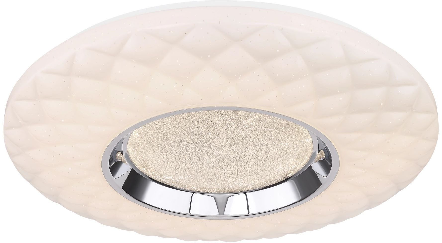 GLOBO LIGHTING LED Deckenleuchte MAGNIFIQUE, Dimmfunktion, Fernbedienung, Infrarot inkl., Memoryfunktion, Nachtlichtfunktion, Smart Home, mehrere Helligkeitsstufen, LED fest integriert, warmweiß - kaltweiß, Deckenlampe, Kristalle, Glaskristalle, Wohnzimmer