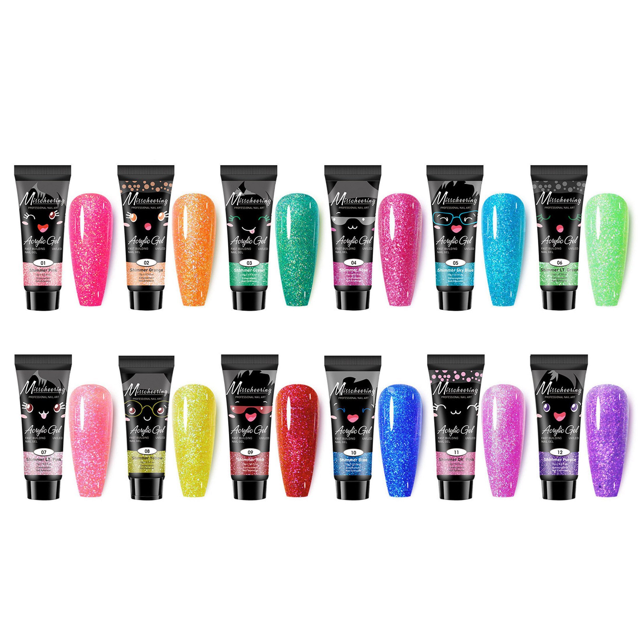 KINSI Gel-Nagellack Polygel Nagel Set 12 Farben - Starter Kit für Nagelverlängerung, Nail Builder Gel für langanhaltende French Gels & Nail Art Design