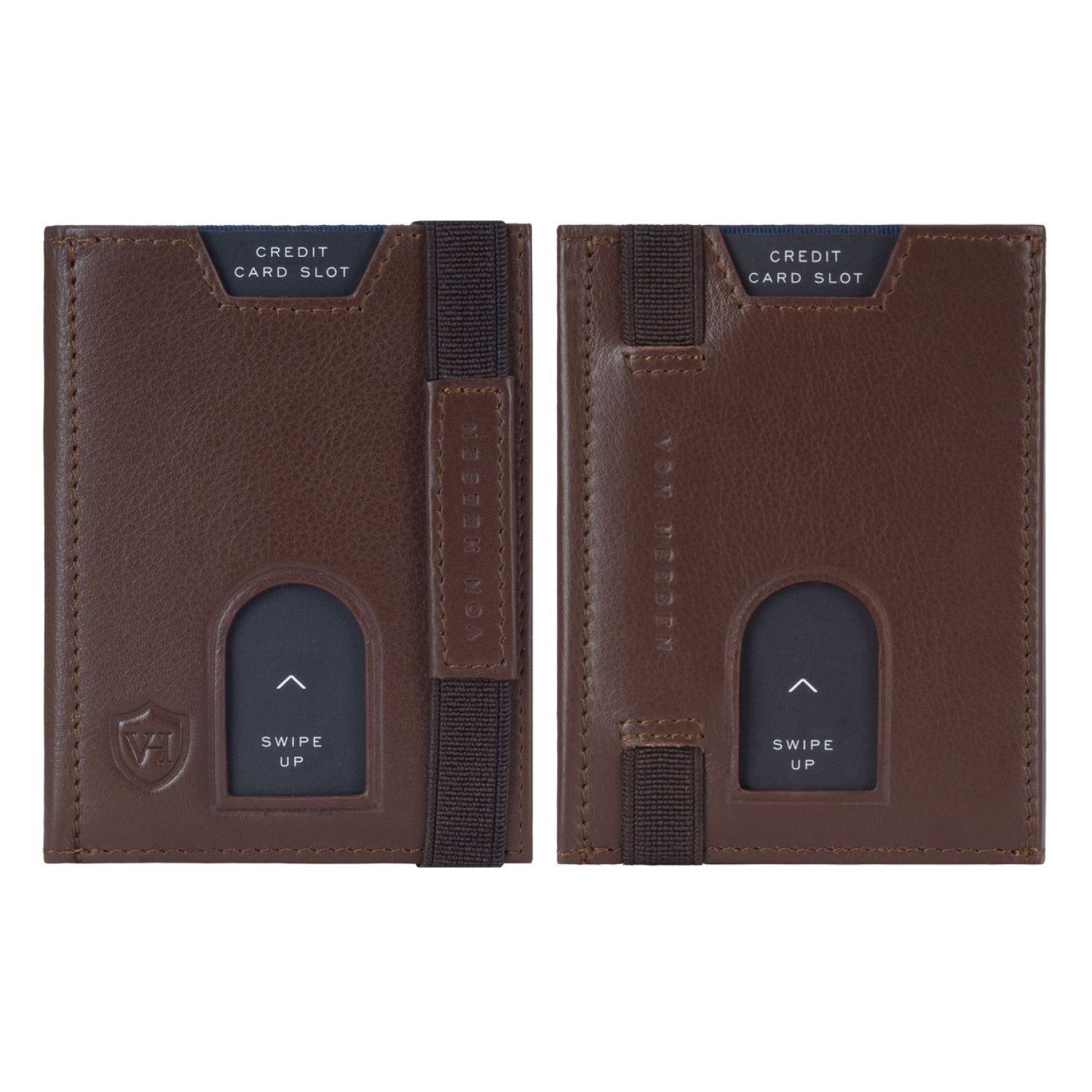 VON HEESEN Geldbörse Slim mit Geldbeutel inkl. Braun Portemonnaie RFID-Schutz Kartenfächer, Wallet Geschenkbox Whizz & 6 Wallet