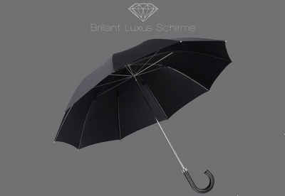 EuroSCHIRM® Stockregenschirm »Brilliant Luxus, schwarz«, mit Griff aus Leder