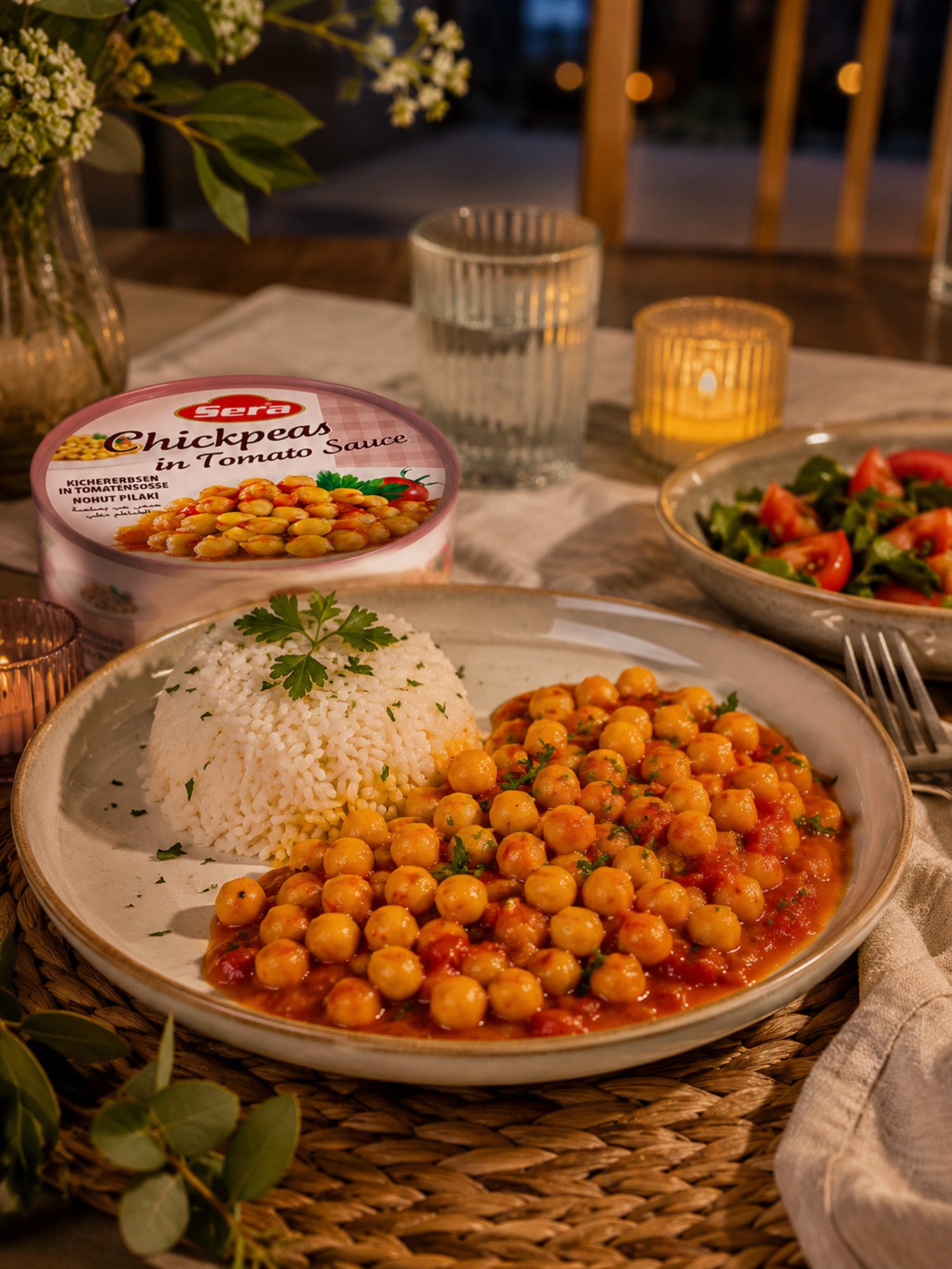SERA FOOD Fertiggericht Kichererbsen in Tomatensauce – mediterran & servierfertig, (Vegane Konserven), Spezialität, servierfertig, vegan/vegetarisch, hochwertig – Bild 3 von 3