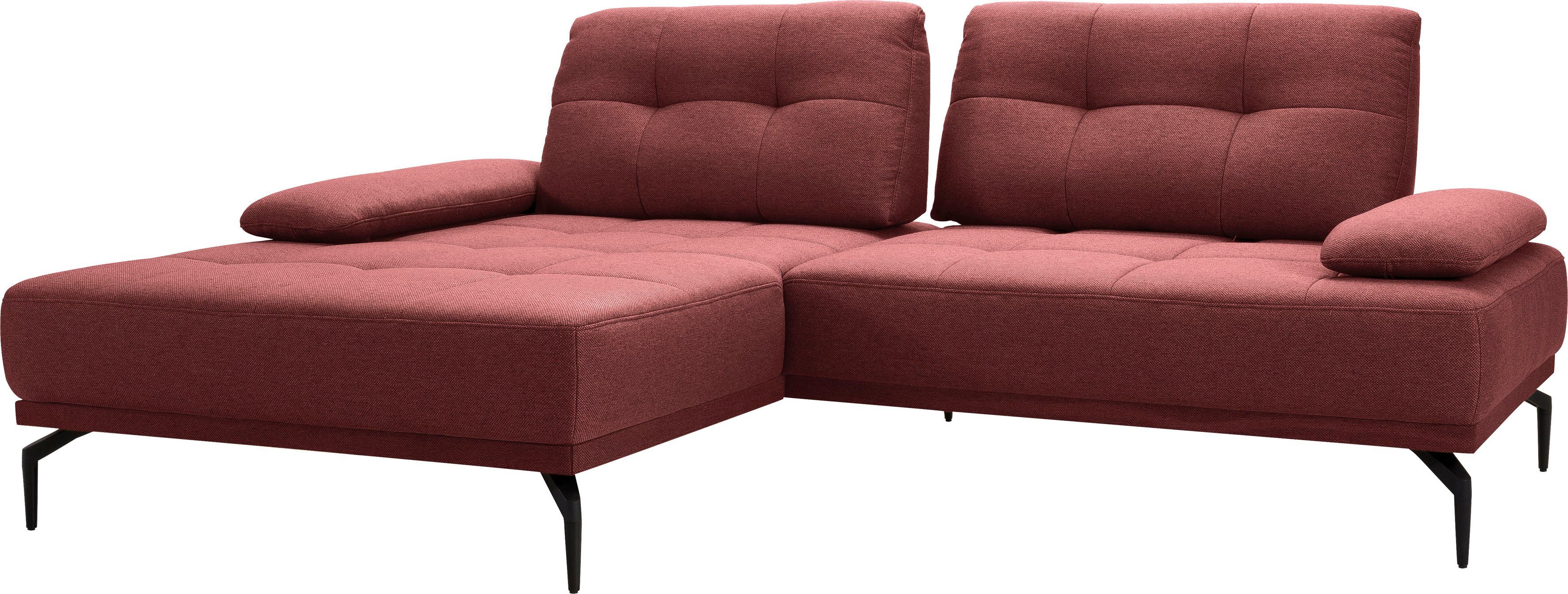 exxpo - sofa Inklusive Metallfüße fashion Armlehnenverstellung, Ecksofa, Sitztiefenverstellung