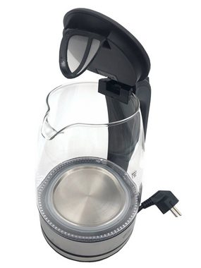 Elta Wasserkocher, 1.8 l, 2200 W, Glas LED Edelstahl Teekocher 1,8 L Wasser Tee kabellos 2200W