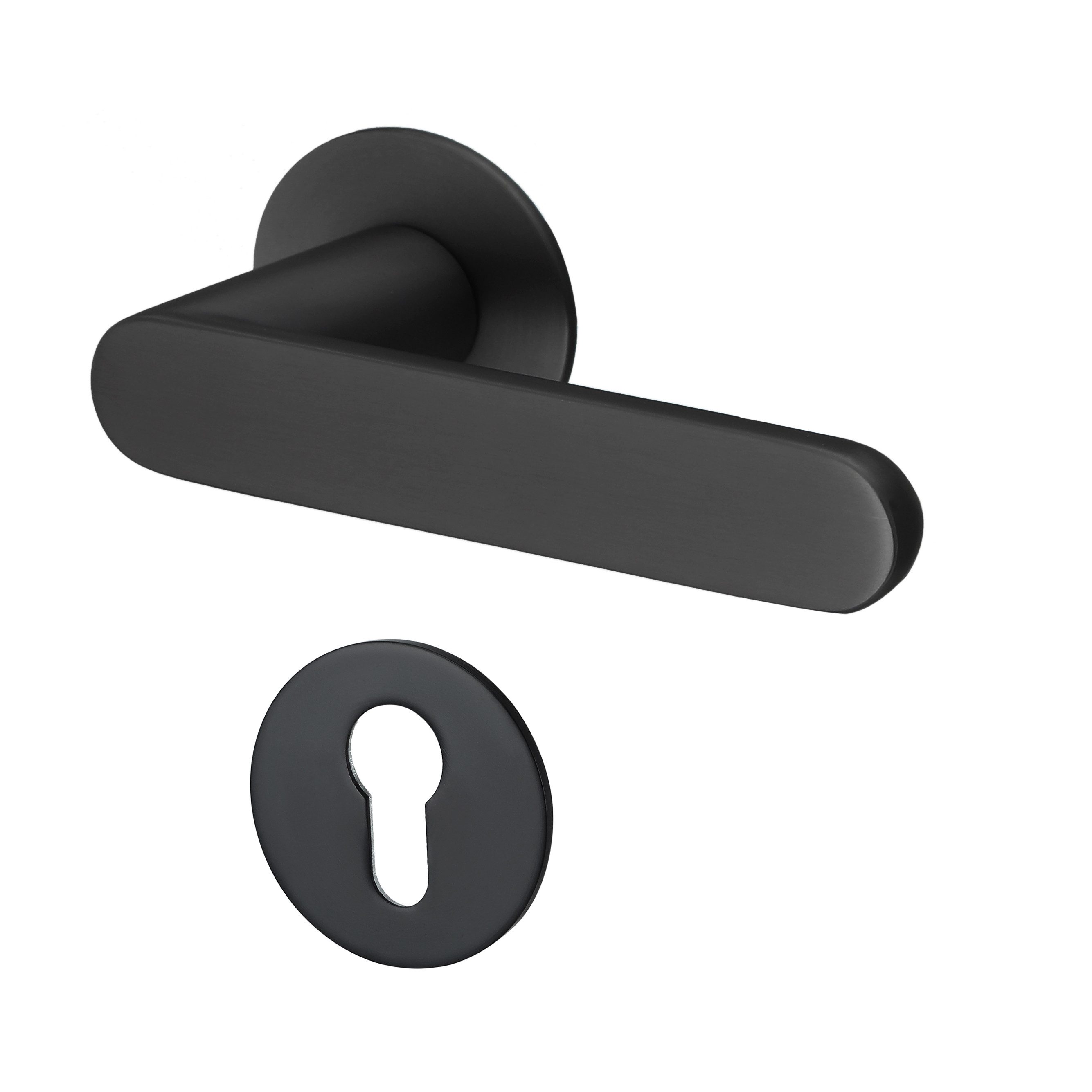MeinTürgriff Drückergarnitur Georgetown Flachrosette schwarz matt Türgriff Rosettengarnitur