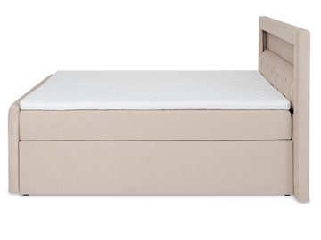 wonello Boxspringbett Girona, mit LED-Beleuchtung, Kristallen und Stauraum, inkl. Topper