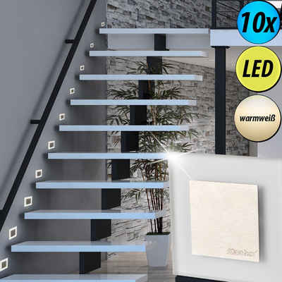 etc-shop LED Einbaustrahler, 10er Set LED Wand Strahler Treppen Haus Stufen Beleuchtung Wohn Zimmer Decken Einbau Spot Lampen
