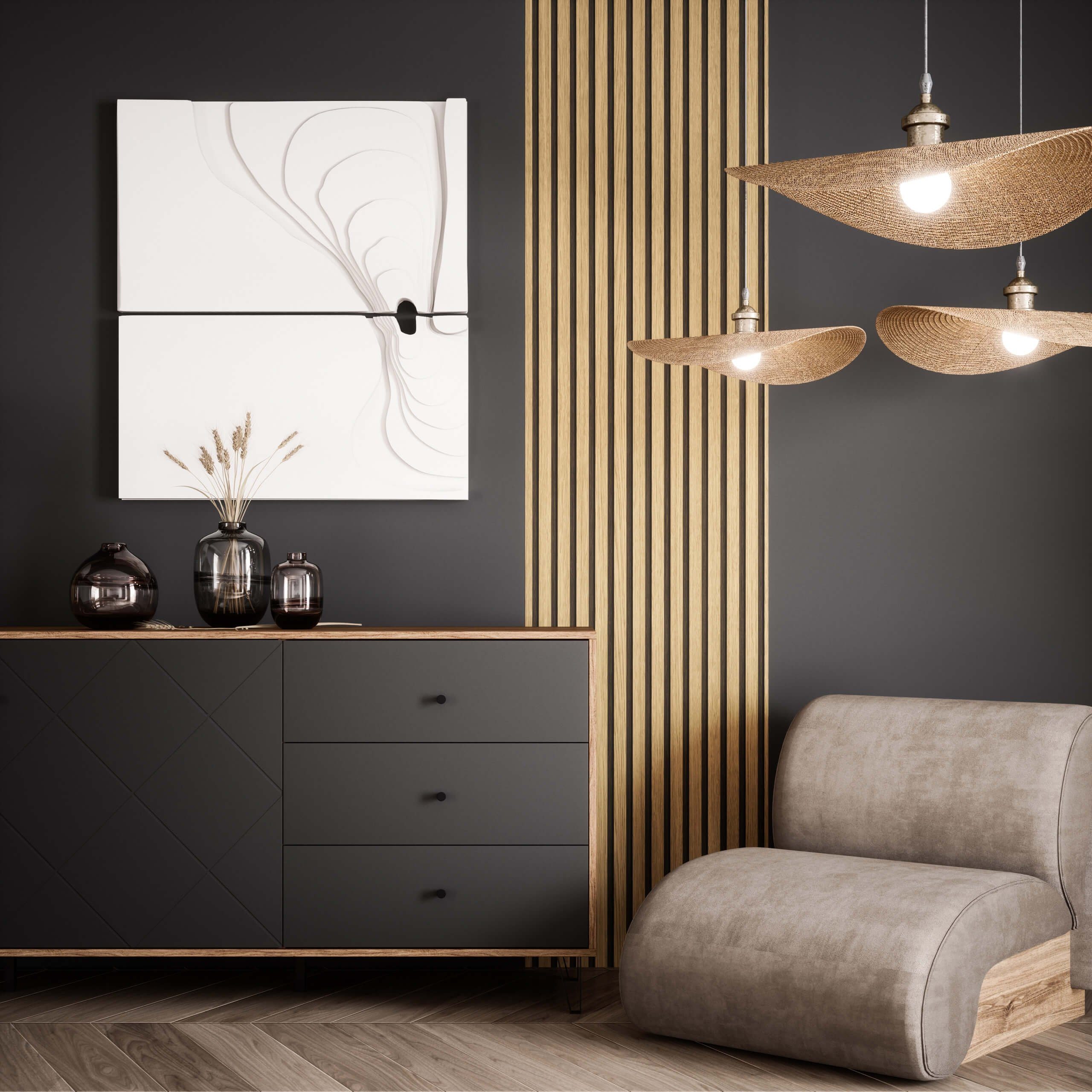 Newroom Vliestapete Paneel 2,5x0,53m Barcley Nature Tapete Holztapete, Holzwand Lamellen - Lamellenwand Naturholz Skandi Modern Wohnzimmer Schlafzimmer Tapete Holztapete für Flur Büro Küche, Holzwand