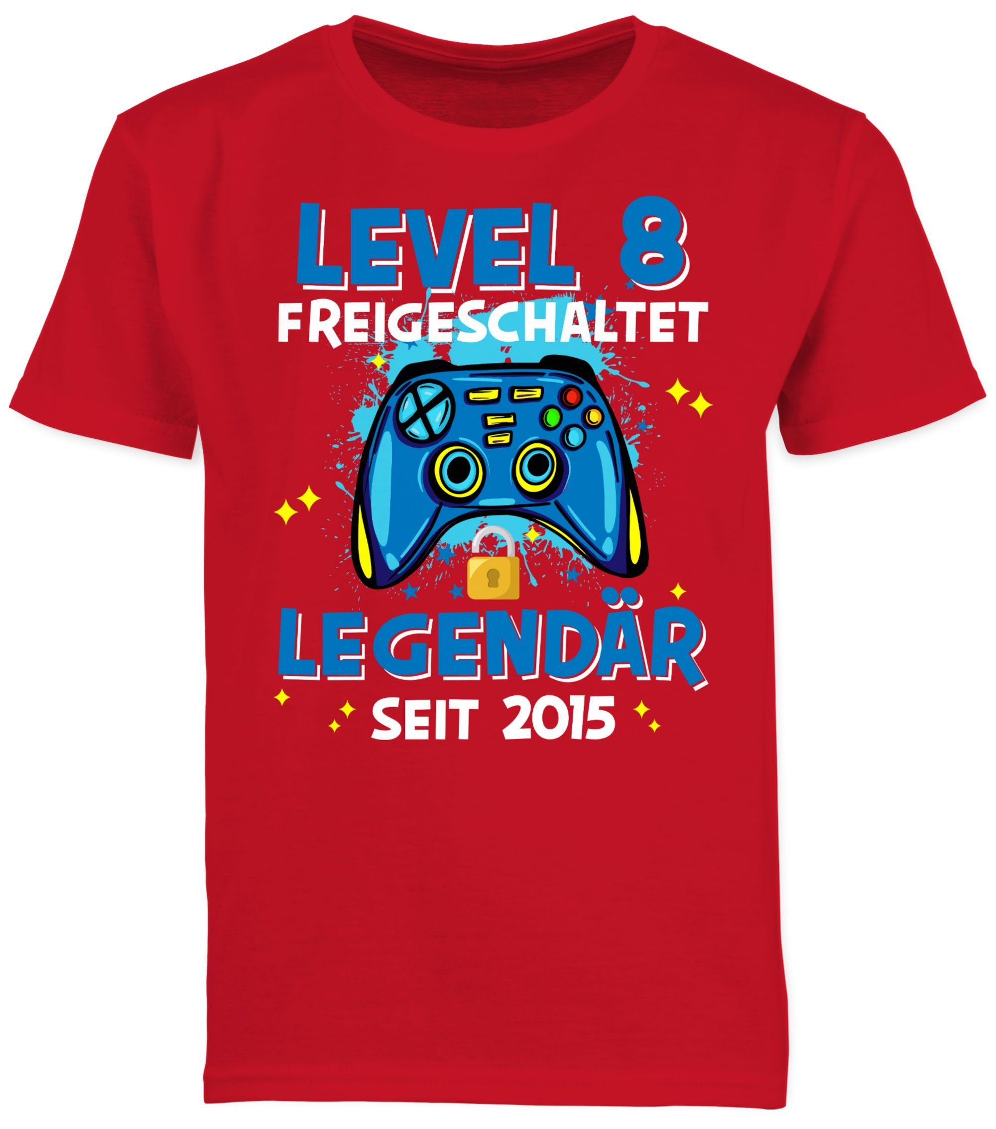 8 Geburtstag Legendär Shirtracer 8. freigeschaltet T-Shirt 2015 04 Level Rot seit