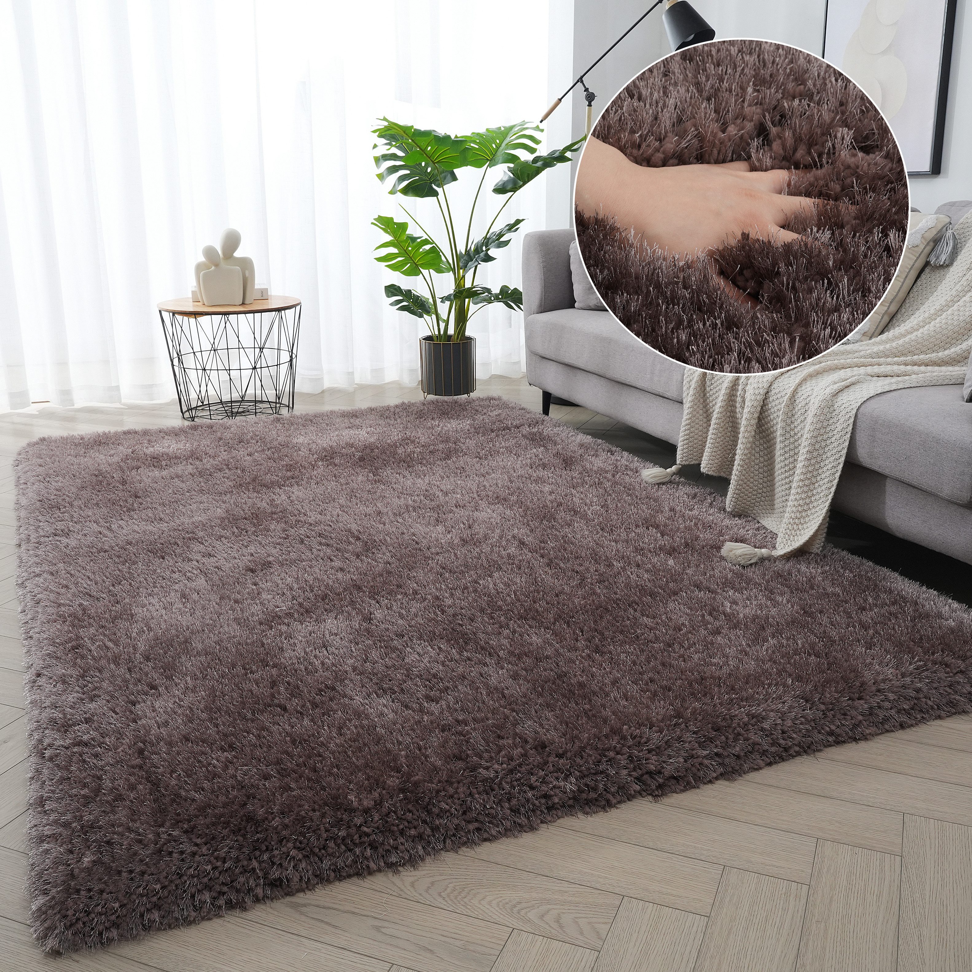 OTTO home Hochflor-Teppich Micro exclusiv Teppich, sehr hoher Flor, weich durch Mikrofaser, rechteckig, Höhe: 78 mm, sehr weich, flauschig, uni, Wohnzimmer, Schlafzimmer
