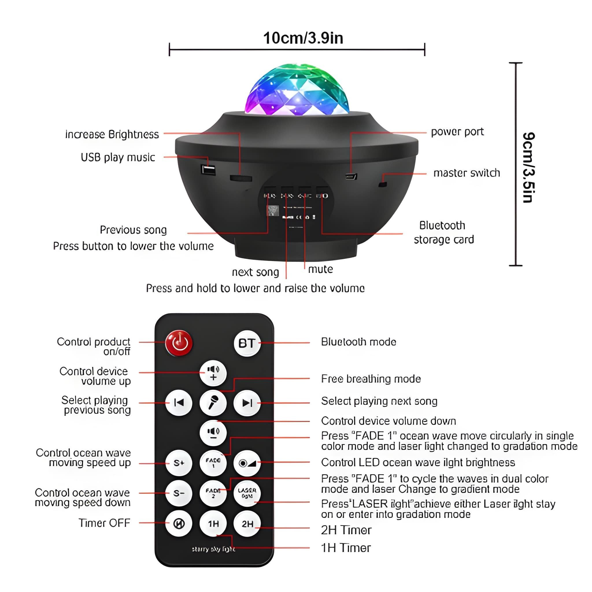 Athlix Projektionslampe LED Nachtlicht LED Sternenhimmel Musik Lampe, Bluetooth für Kinder, LED fest integriert, 21 Lichteffekte, Auto-Off-Timer, Dimmbar – Bild 5 von 5