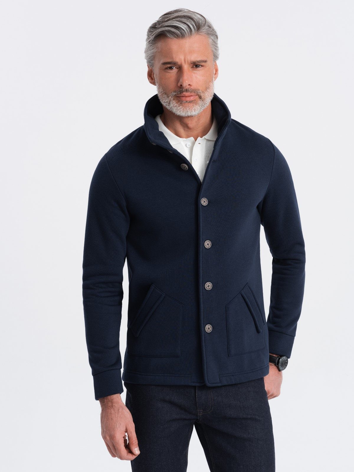 OMBRE Sweatshirt Herren Sweatshirt mit Knopfleiste günstig online kaufen