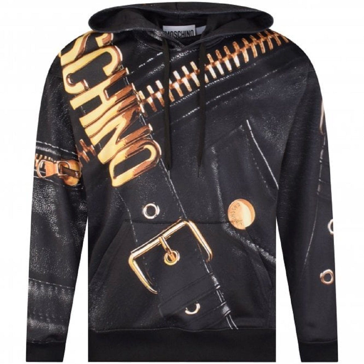 Moschino Hoodie Moschino Herren Pullover, MOSCHINO Macro Biker Zip Pullover Hoodie