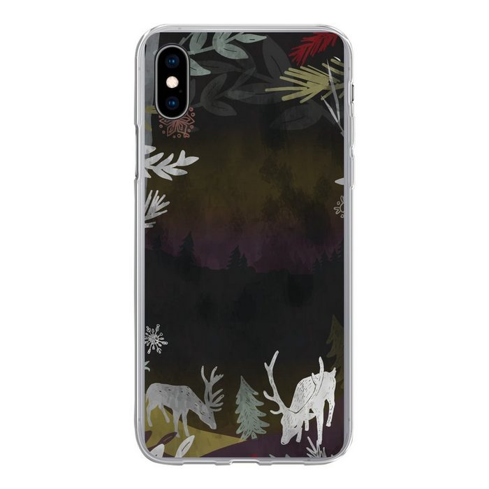 MuchoWow Handyhülle Eine Illustration eines nächtlichen Waldes Handyhülle Apple iPhone Xs Max Smartphone-Bumper Print Handy