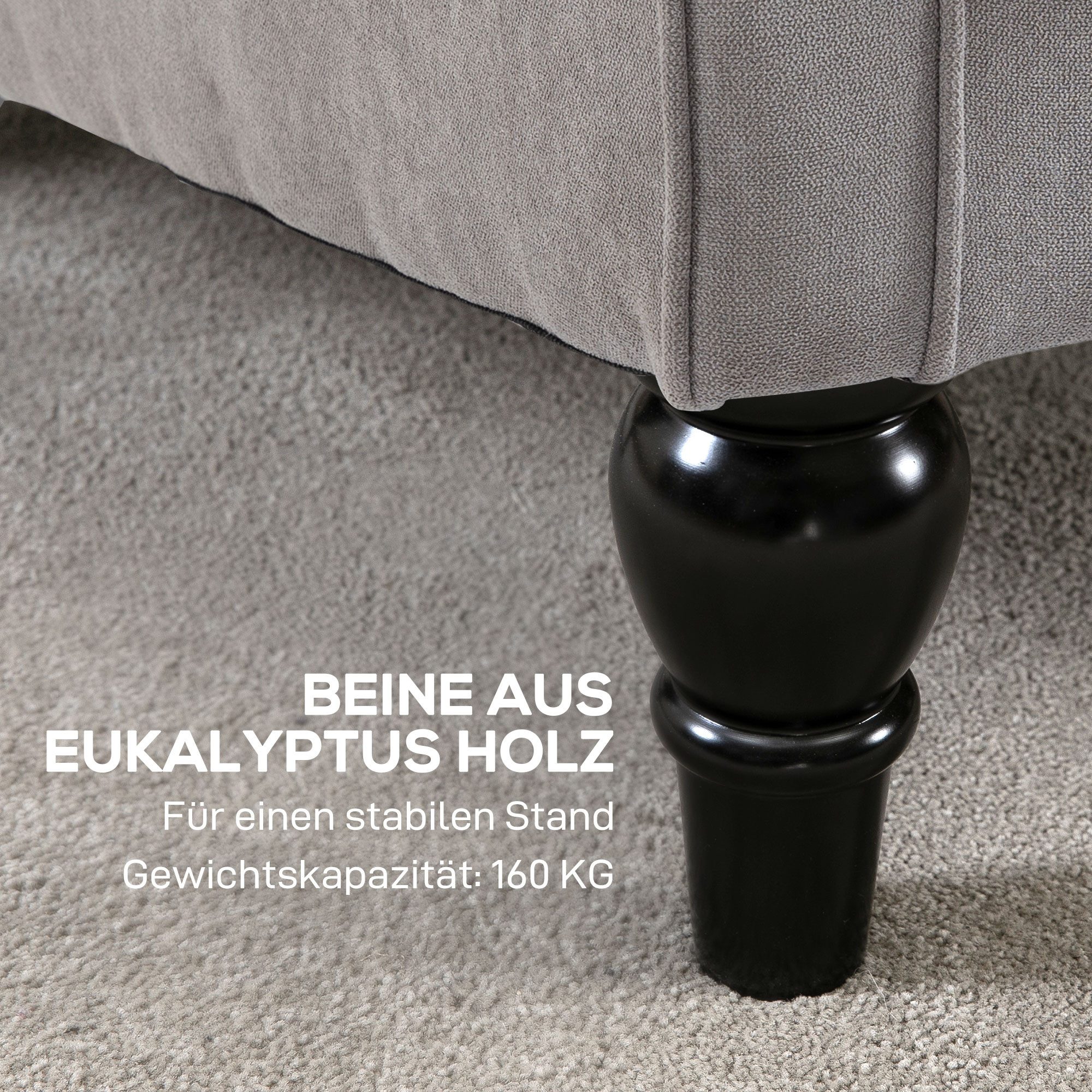 HOMCOM Sessel Einzelsessel, Akzentsessel mit Tufting Holzfüße (Ohrensessel, 1-St., Relaxsessel), für Wohnzimmer, Grau