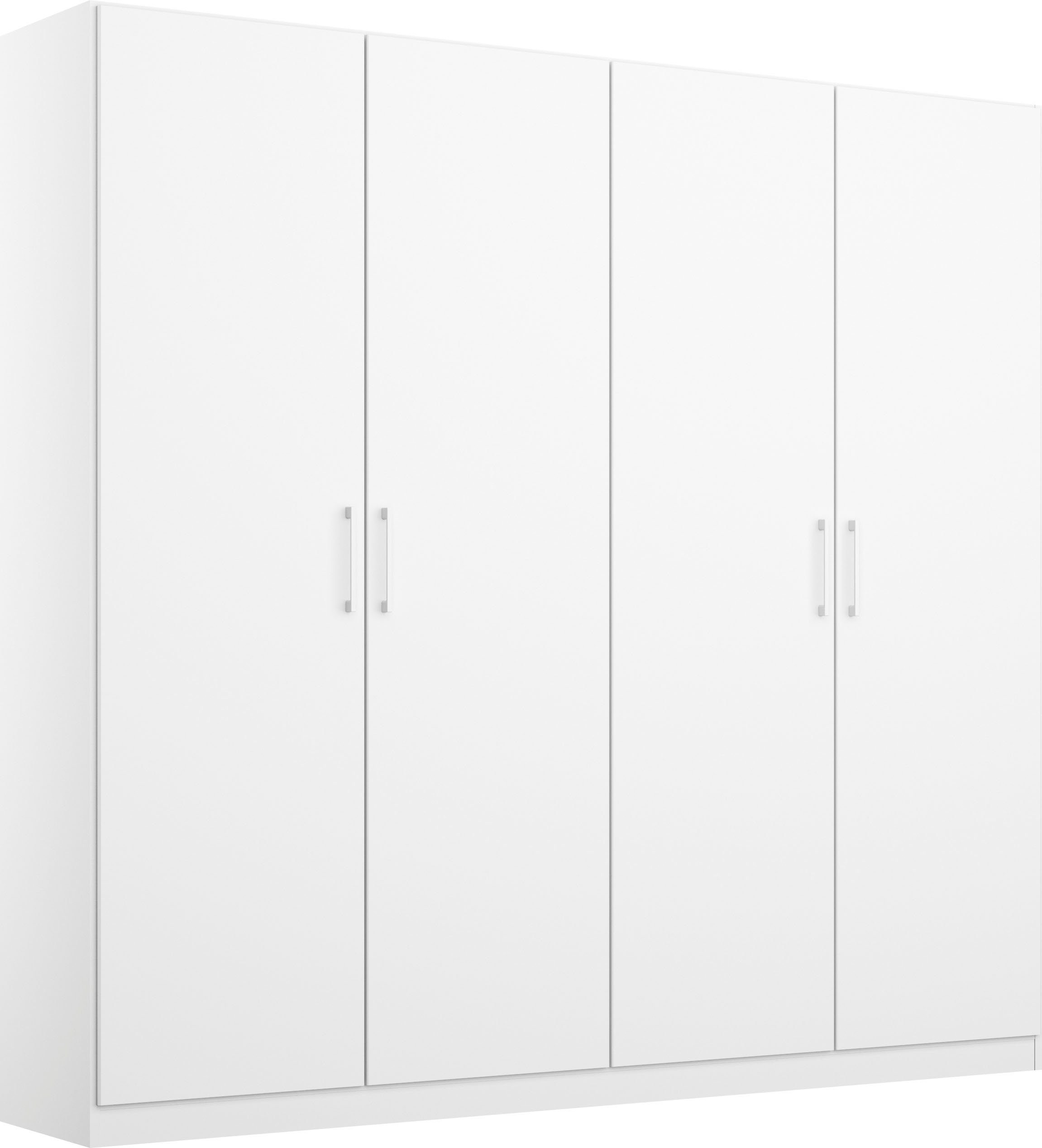 rauch Drehtürenschrank Kleiderschrank Schrank Garderobe Wäscheschrank COSMO mit zusätzlichen Einlegeböden, Metallgriffe in Weiß MADE IN GERMANY