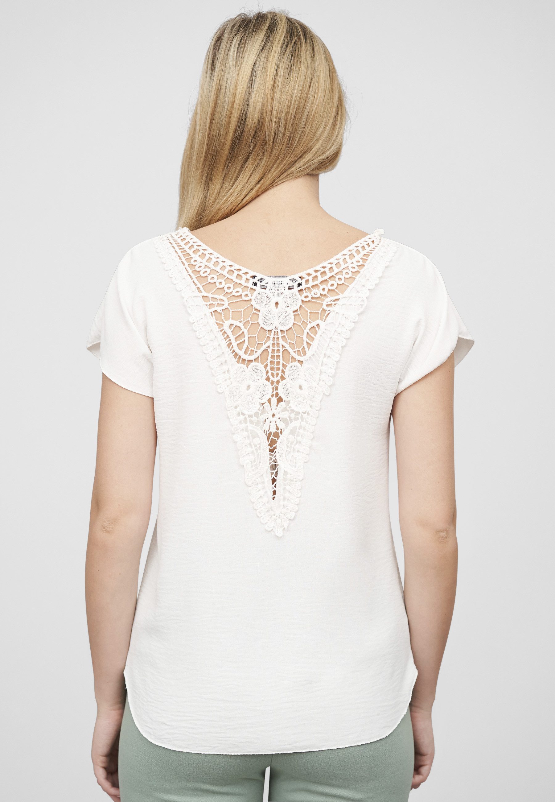 CLOUD 5IVE T-Shirt CLOUD 5IVE Cloud5ive Damen Musselin Top mit Spitzenbesatz hinten (1-tlg) – Bild 4 von 5