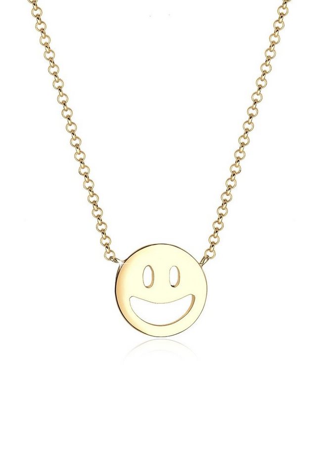Elli Kette mit Anhänger mit Happy Smiling Face 925 Silber, Trendige Smiling  Halskette aus 925er Sterling Silber