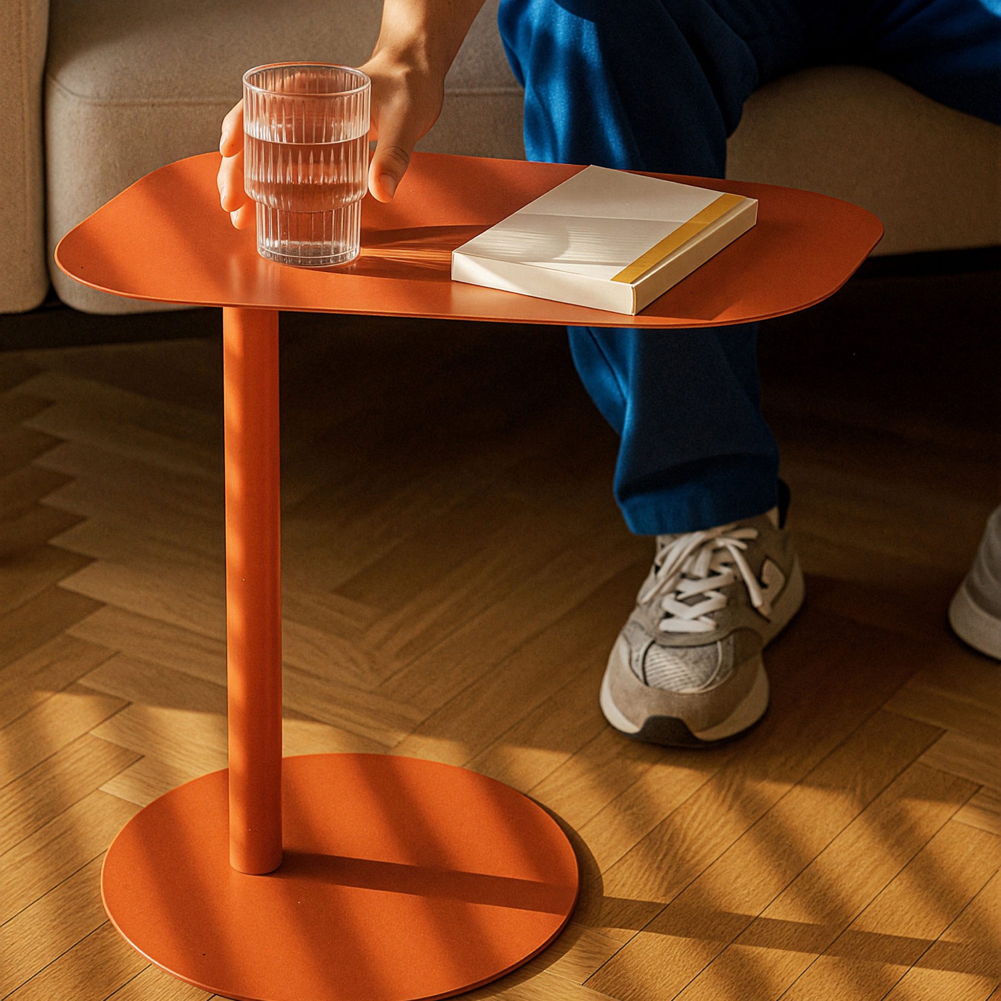 en.casa Beistelltisch, »Nastätten« Balkontisch aus Metall Ziegelrot, matt günstig online kaufen