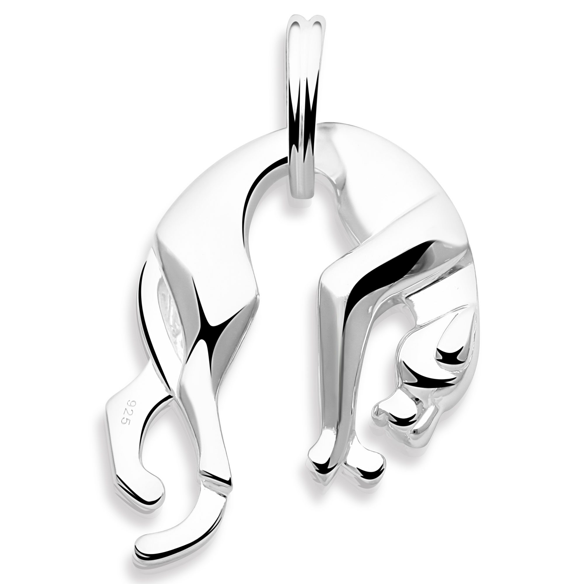 Kettenanhänger Panther Anhänger Groß 925er Sterling Silber Massiv, Ösensenbreite 5mm