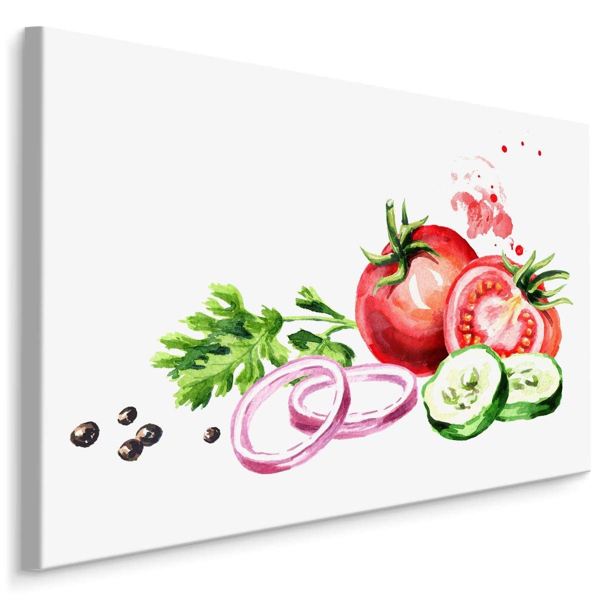 Muralo Leinwandbild Abstrakt – Leinwandbild Wandbild Kunstdruck Wohnzimmer, Abstrakt (1 St), Essen – Gemüse – Tomaten, 70 x 50 cm, aufhängefertig