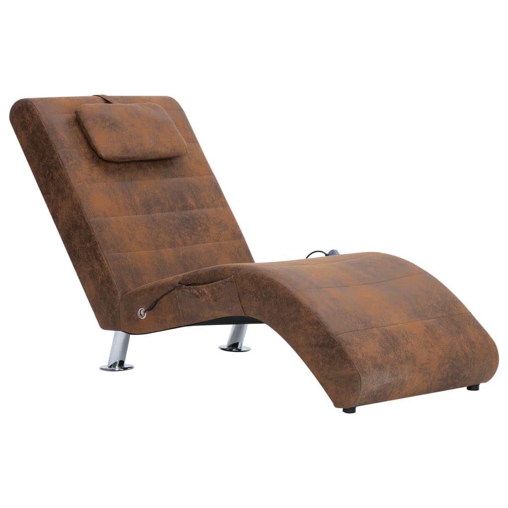 vidaXL Sitzbank Massage Chaiselongue mit Kissen Braun Wildleder-Optik Liegesofa Wohnzi