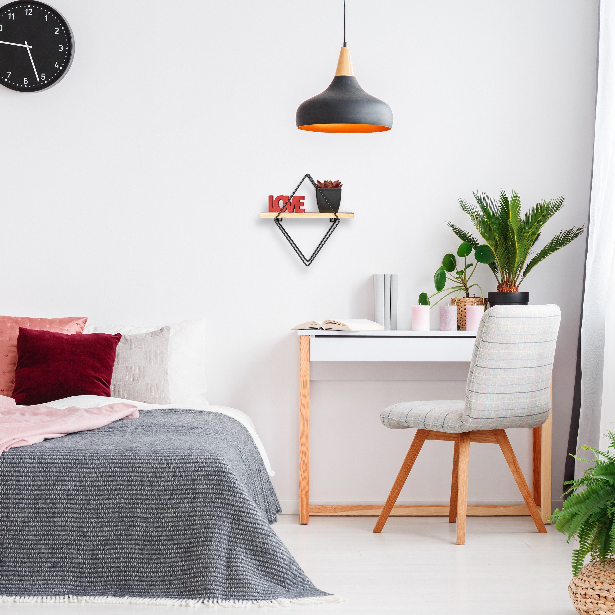 relaxdays Wandregal Kleines Wandregal in Diamantform günstig online kaufen