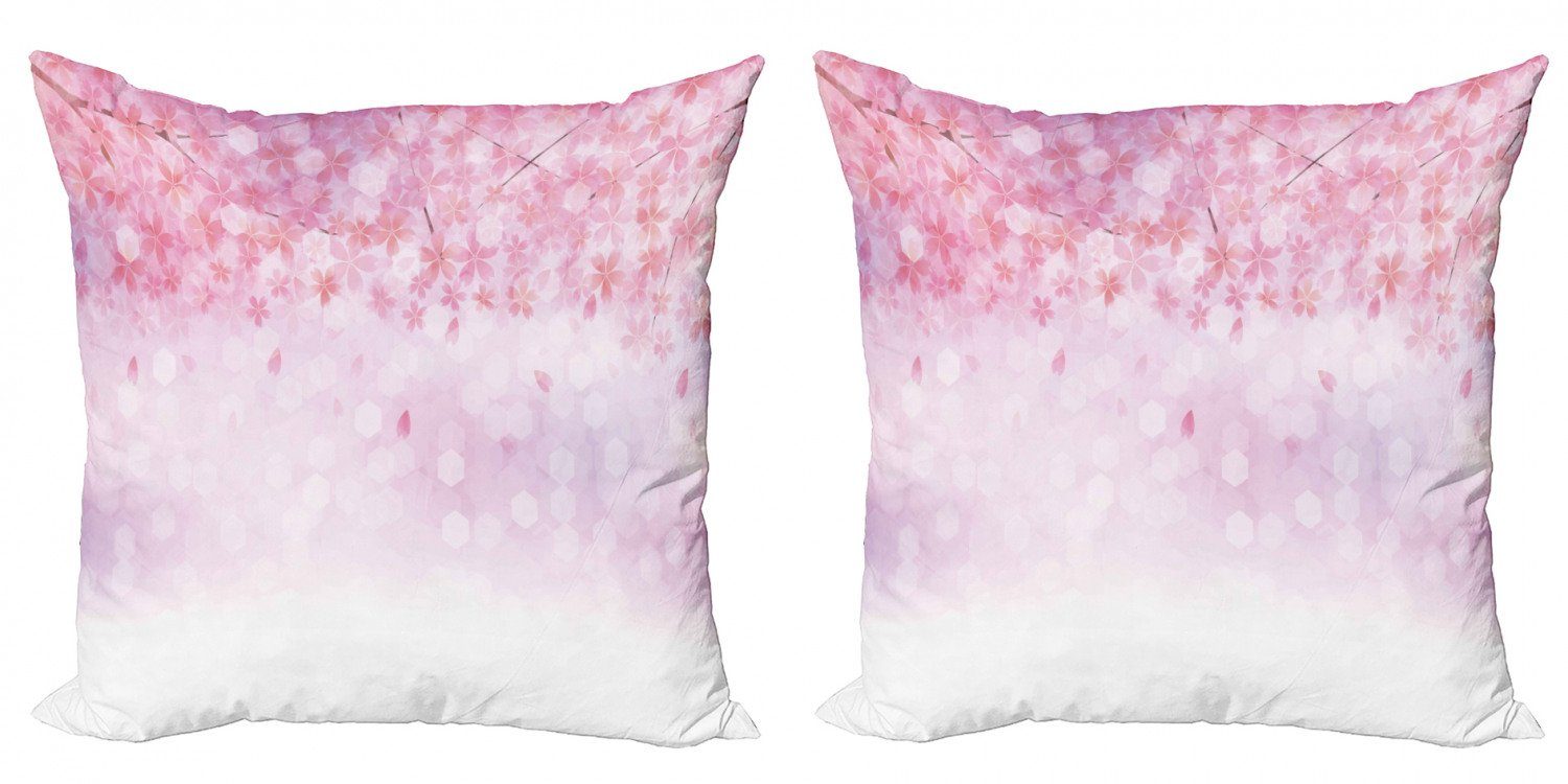 Modern (2 Doppelseitiger Röschen Abakuhaus Bloom Kissenbezüge Blassrosa Digitaldruck, Sakura Stück), Accent