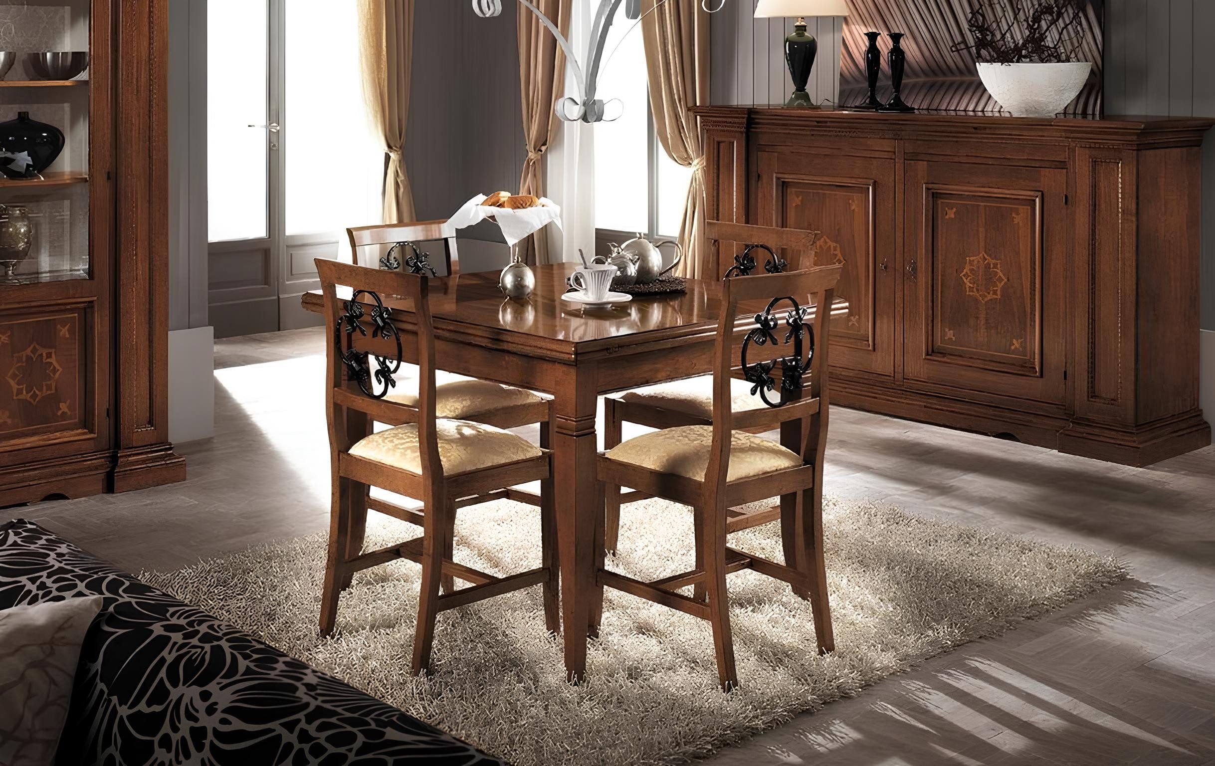 JVmoebel Esstisch Antiker italienischer Esstisch aus Massivholz, Holz Möbel, Made in Europa