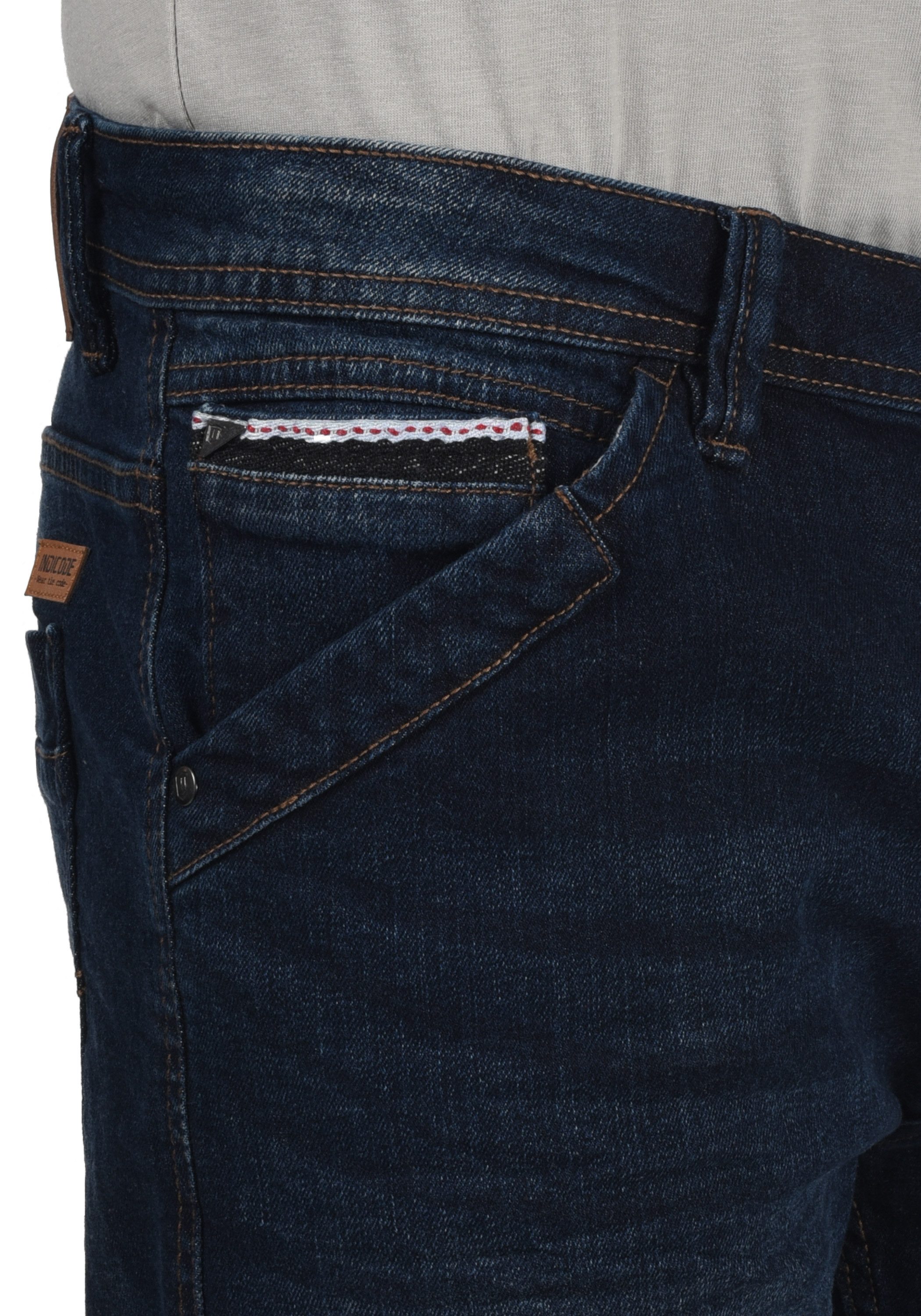 Indicode Jeansshorts IDAlessio Kurze Hose im Knitterfalten-Look