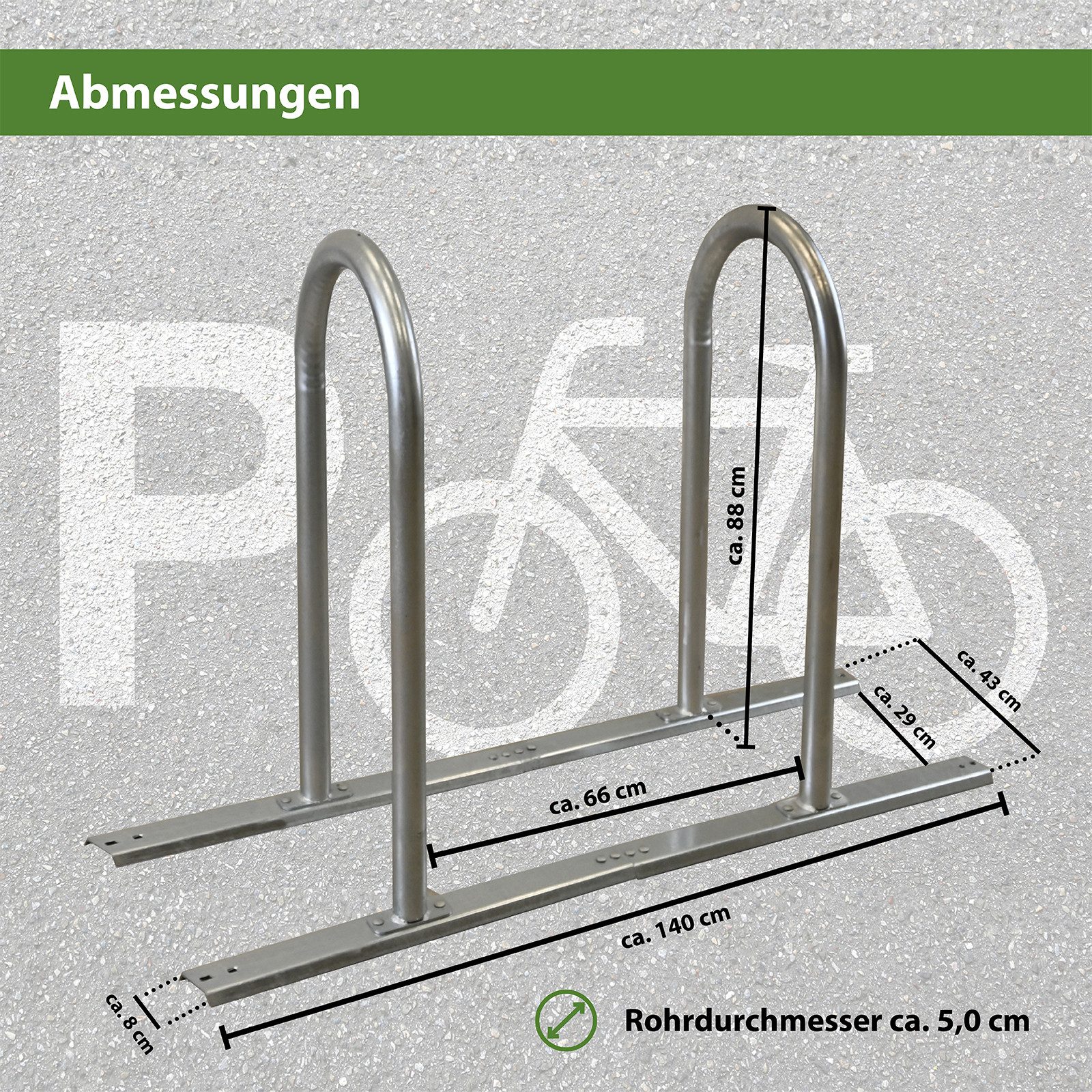TRUTZHOLM Fahrradständer Fahrradparker 140x43x88 cm Anlehnbügel bis zu 4 Stellplätze (Artikel, 2-St), erweiterbar