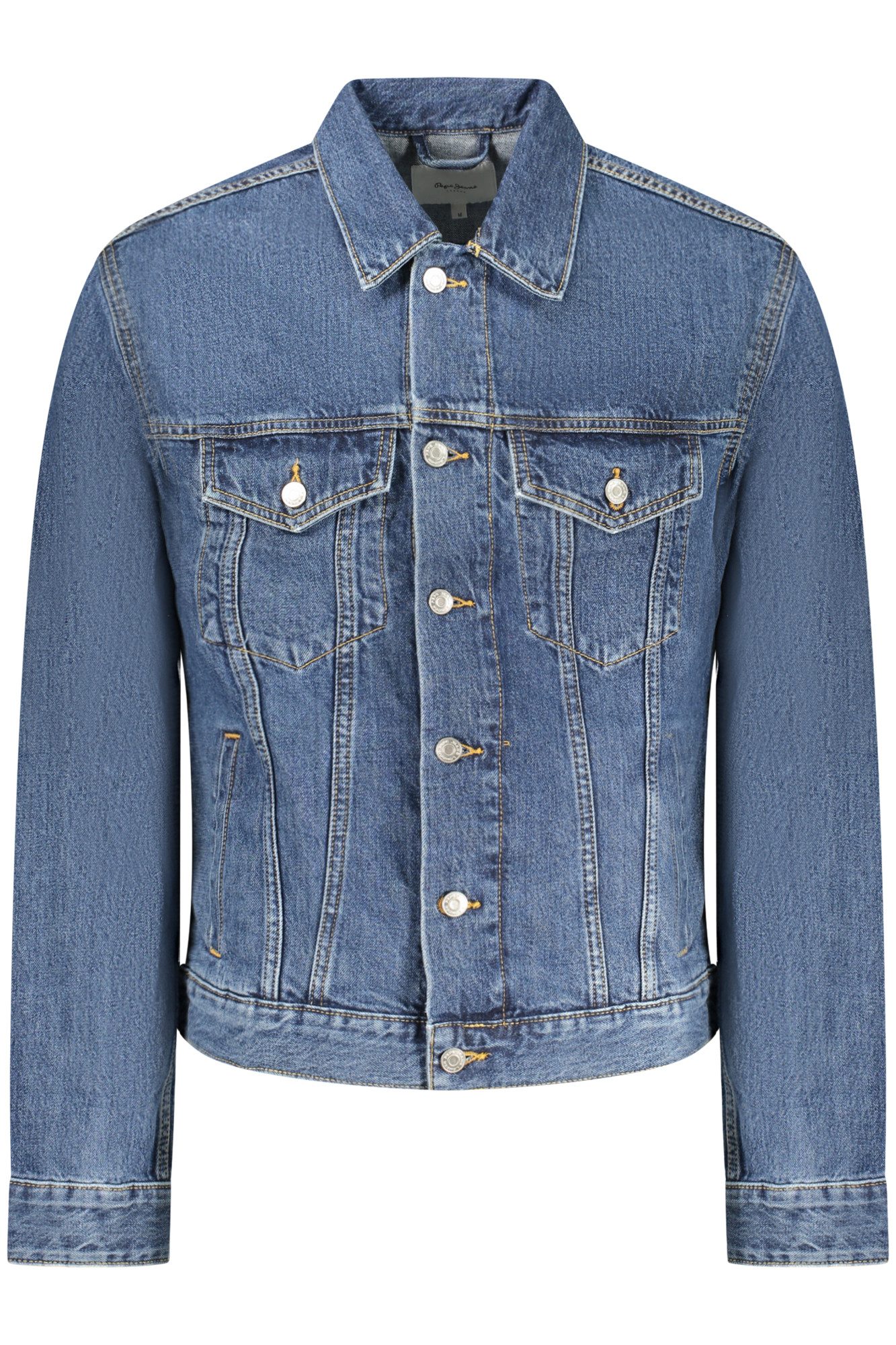 Pepe Jeans Outdoorjacke Blaue Herren Jeansjacke: Regular Fit, gewaschener Look, 4 Taschen