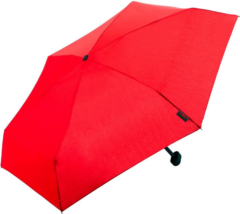 EuroSCHIRM® Taschenregenschirm Dainty, rot, extra flach und kurz, Länge:  ca. 49 (geöffnet), ca. 15,5 cm (geschlossen)