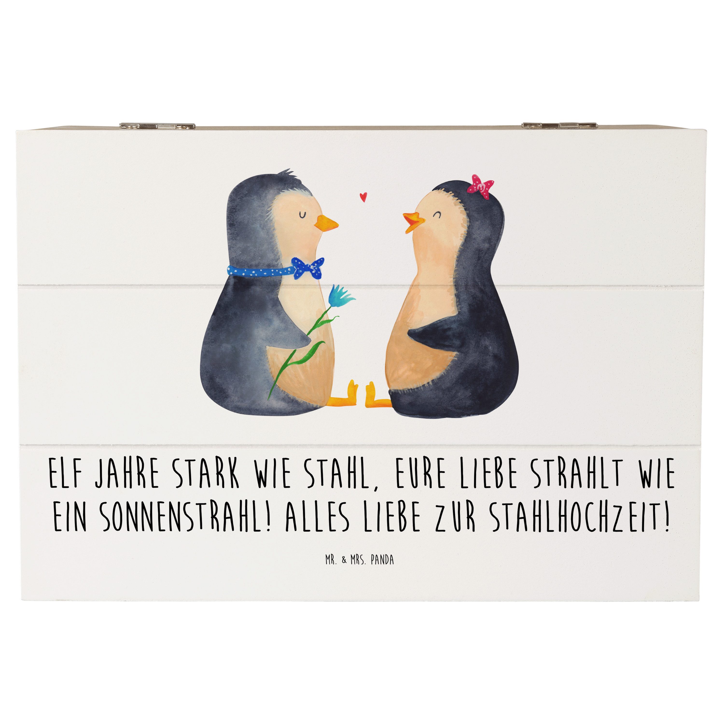 Dekokiste 22 x 15 cm 11. Hochzeitstag Stahlhochzeit - Weiß - Geschenk, Hochtzei
