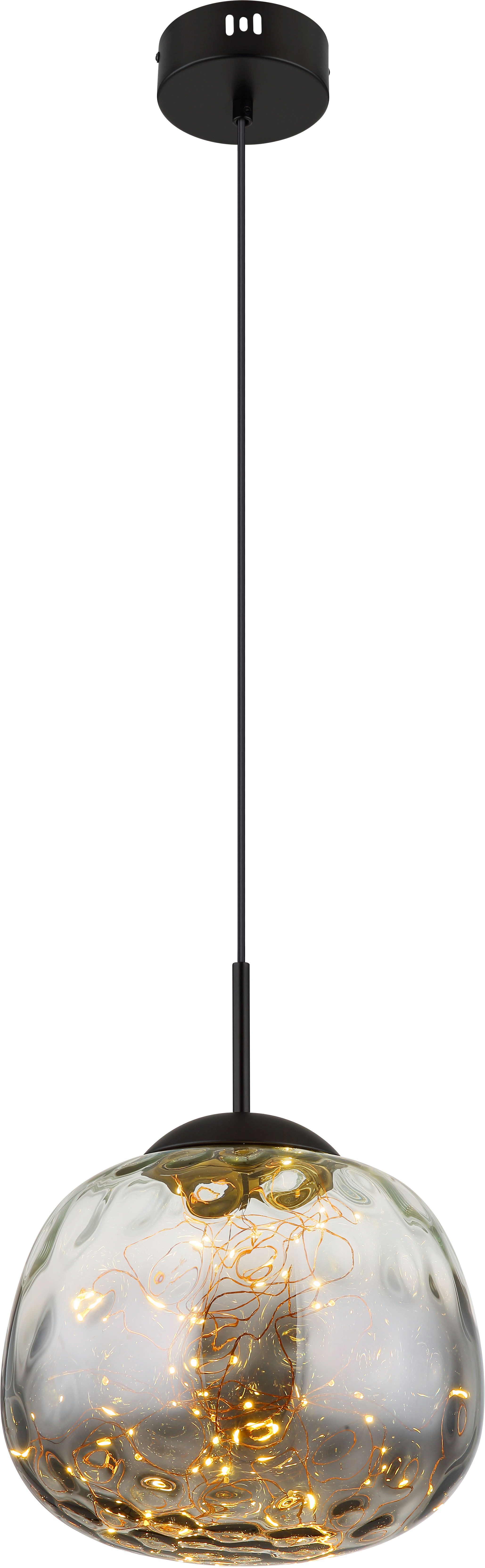 GLOBO LIGHTING LED Pendelleuchte FIREFLY, LED fest integriert, Warmweiß, Hängelampe/Pendelleuchte/Glas rauchfarben/Höhe kürzbar/Esstisch
