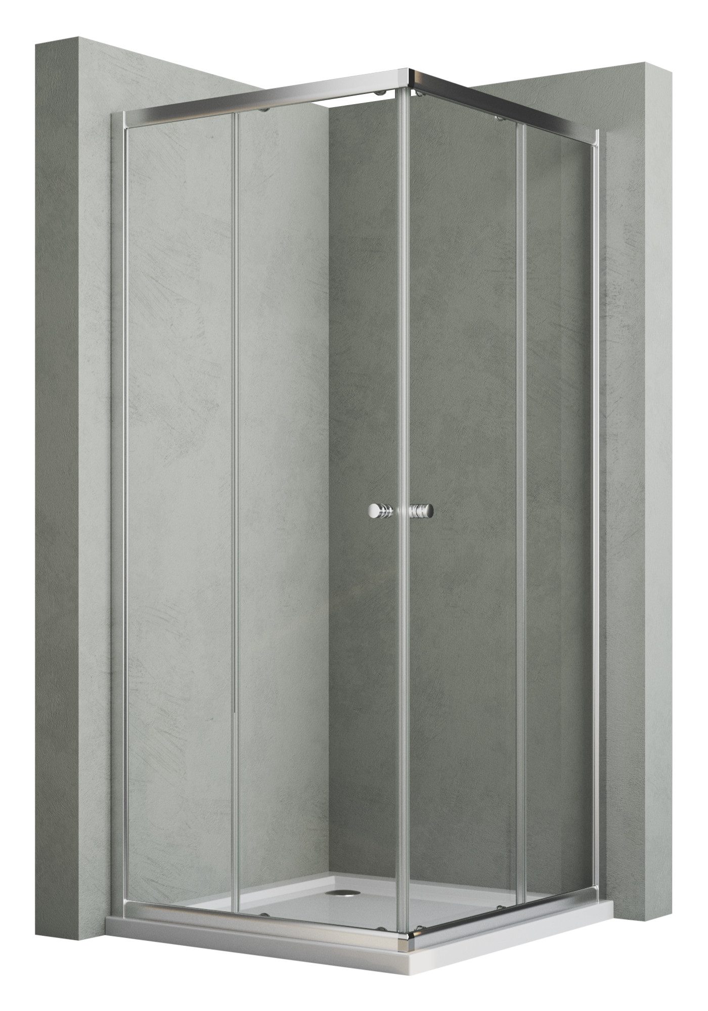 Hopibath Eckdusche Duschkabine Duschabtrennung für dusche Eckeinstieg, BxT: 80x80 cm, 5mm Sicherheitsglas, Doppel Schiebetür H:185cm, Breite,Tiefe: 100/90/80/75cm, Alurahmen, 16 Türrollen, Aluprofile mit 20mm Verstellbereich