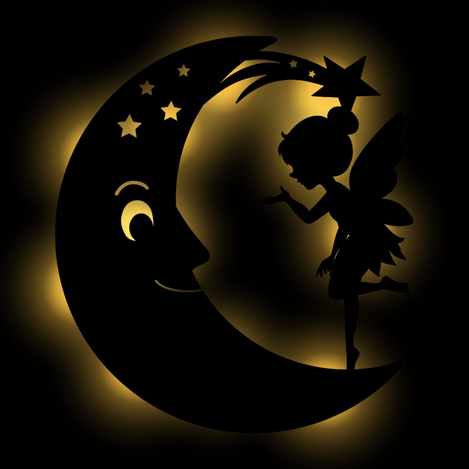 Namofactur LED Nachtlicht Fee auf Mond Nachtlicht Kinder Wandlampe Kinderzi günstig online kaufen